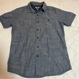 VISSLA Men's Blue Striped Button Down Shirt Short Sleeve